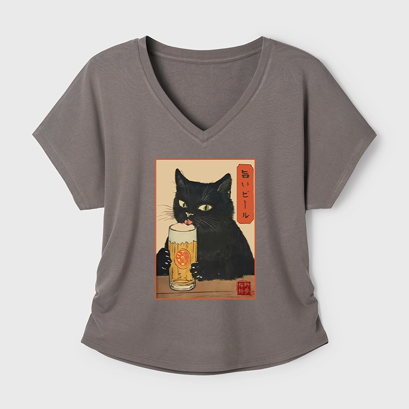 Tokyo-Tiger Cat Holding A Glass Of Beer Modal Dolman Sleeve T-Shirt