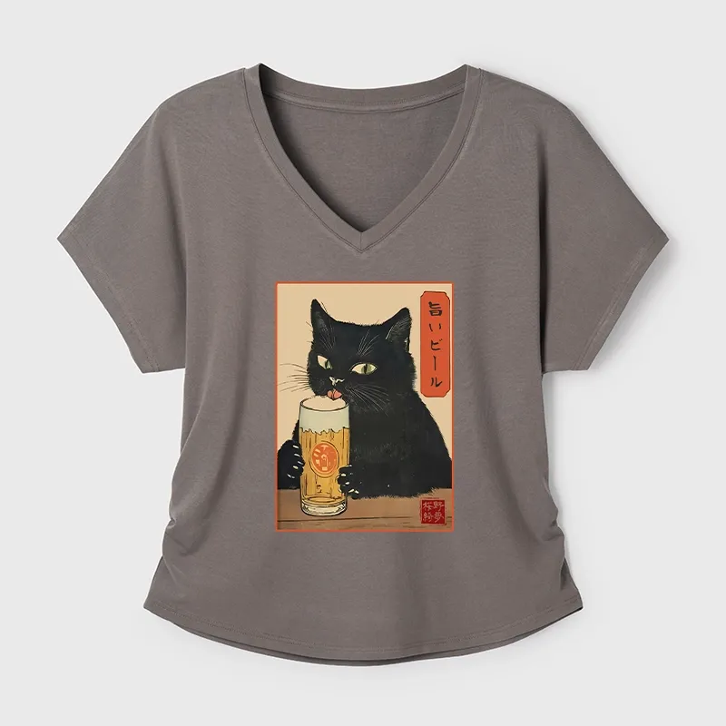 Tokyo-Tiger Cat Holding A Glass Of Beer Modal Dolman Sleeve T-Shirt