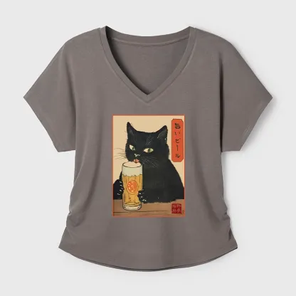 Tokyo-Tiger Cat Holding A Glass Of Beer Modal Dolman Sleeve T-Shirt