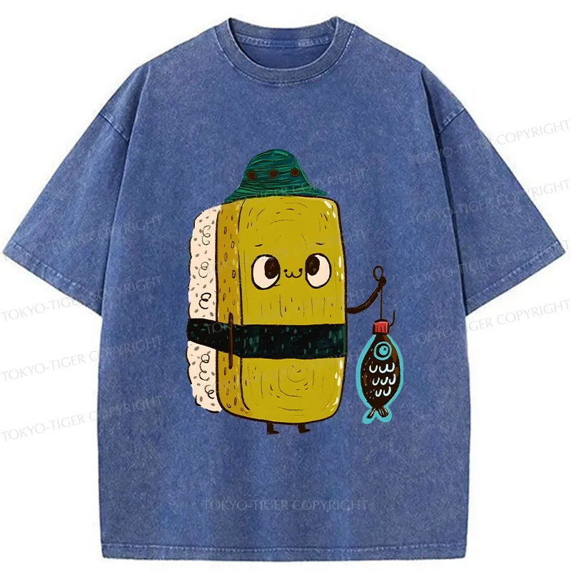 Tokyo-Tiger Cute Sushi Fisher Washed T-Shirt