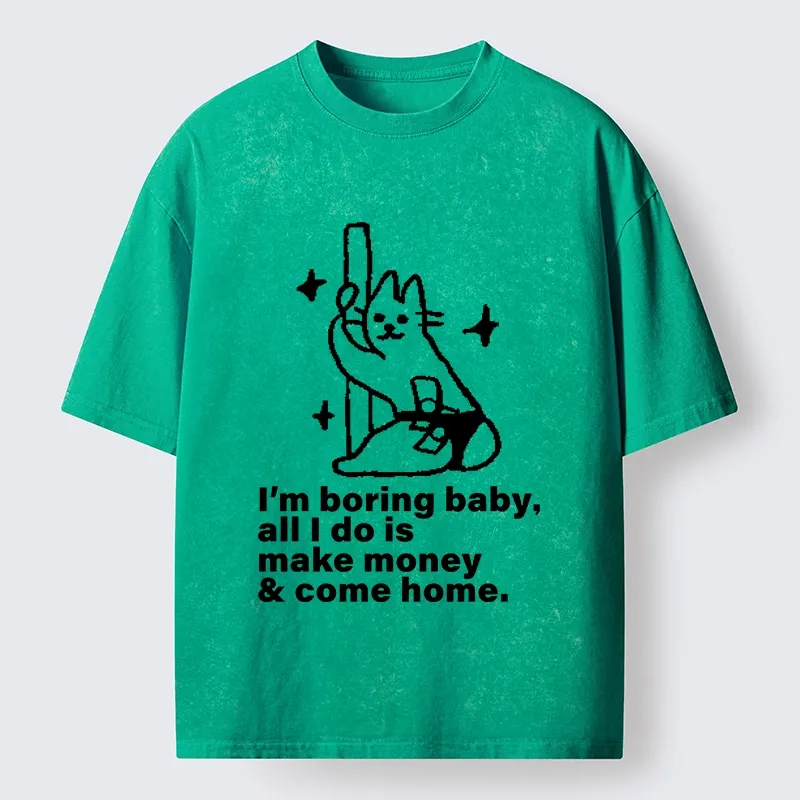 Tokyo-Tiger Cute Cat Only Makes Money Comes Home Washed T-Shirt