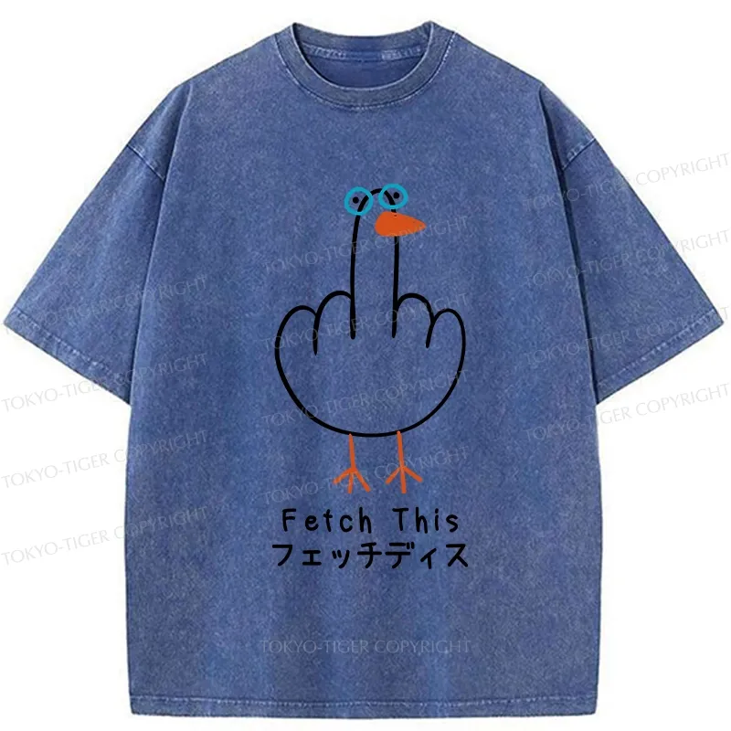 Tokyo-Tiger Funny Middle Finger Goose Washed T-Shirt