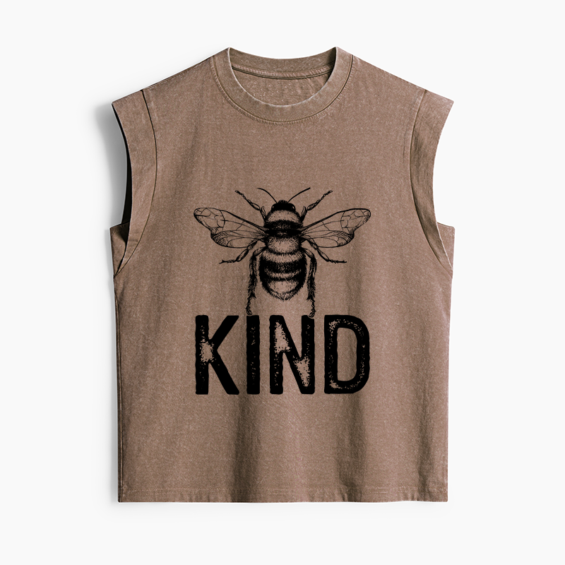 Tokyo-Tiger Minimalist Bee Kind Illustration Women's Washed Tank Tops