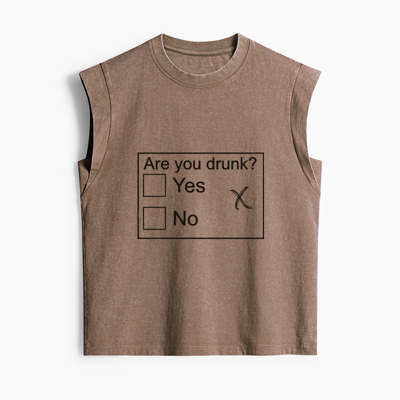 Tokyo-Tiger Confused Drunk Checkbox Graphic Women's Washed Tank Tops