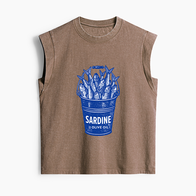 Tokyo-Tiger Vintage Bucket Full Of Fresh Sardines Women's Washed Tank Tops