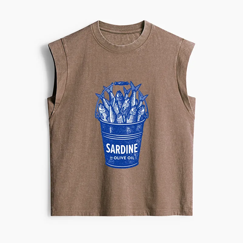 Tokyo-Tiger Vintage Bucket Full Of Fresh Sardines Women's Washed Tank Tops