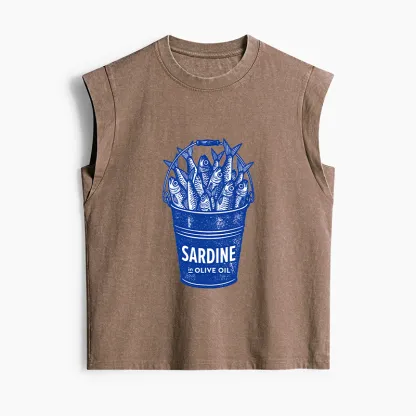 Tokyo-Tiger Vintage Bucket Full Of Fresh Sardines Women's Washed Tank Tops