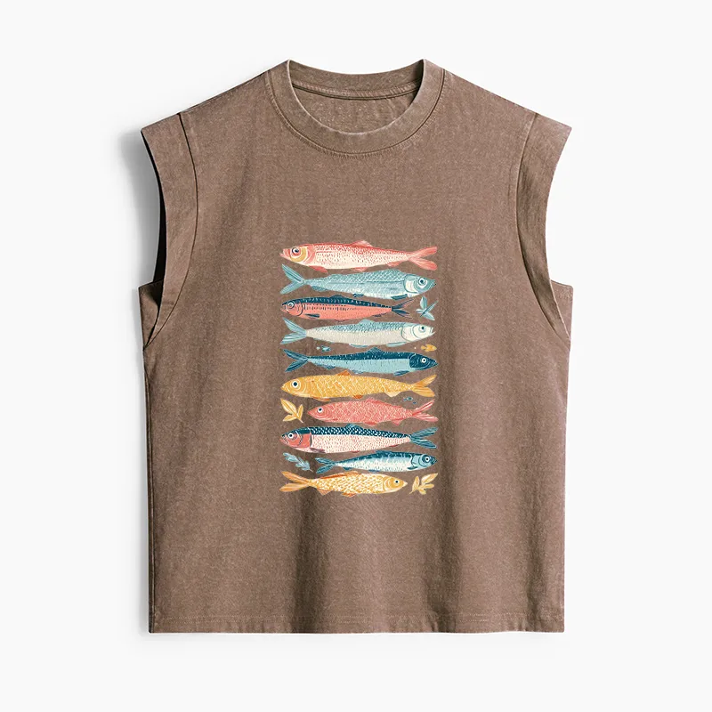 Tokyo-Tiger Beautiful Colorful Fish In The Sea Women's Washed Tank Tops