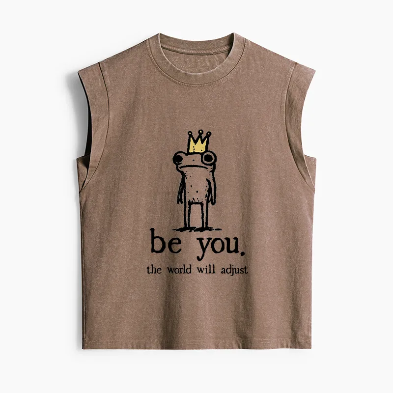 Tokyo-Tiger Crown Frog Stays True To Self Women's Washed Tank Tops