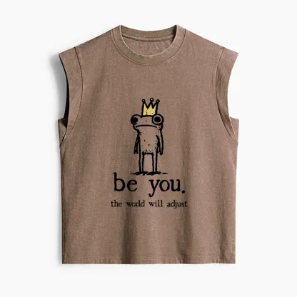 Tokyo-Tiger Crown Frog Stays True To Self Women's Washed Tank Tops