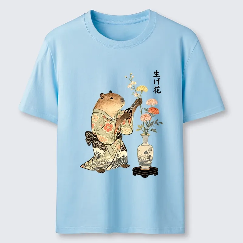 Tokyo-Tiger Chill Capybara Arranging Flower Art Classic T-Shirt