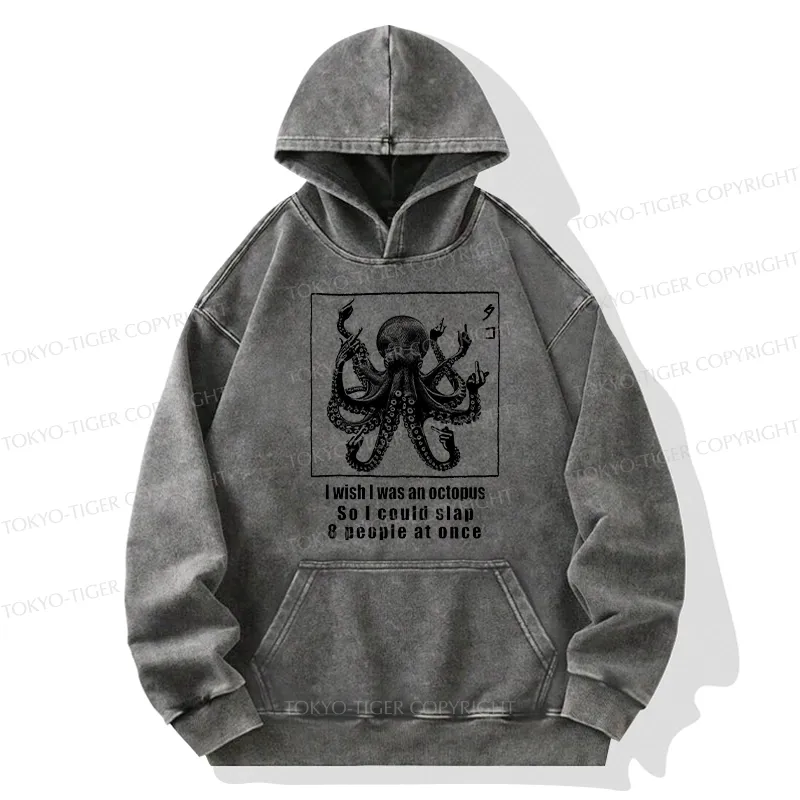 Tokyo-Tiger I Wish I Was An Octopus Japan Washed Hoodie