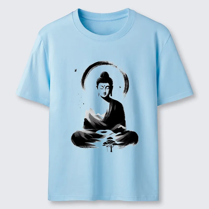 Tokyo-Tiger Serene Mountain Buddha Zen Art Classic T-Shirt