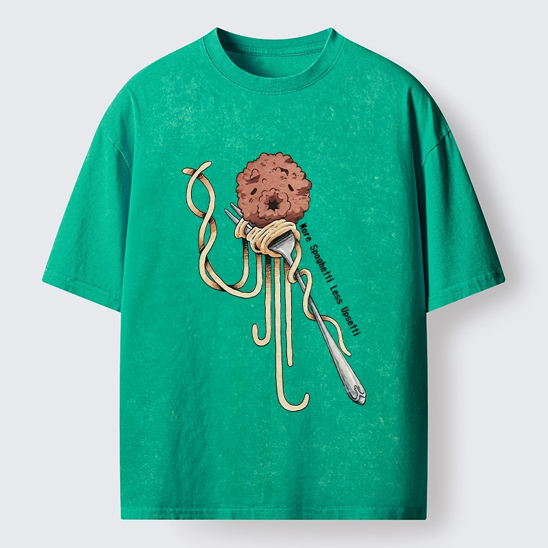 Tokyo-Tiger More Pasta Less Stress Food Lover Art Washed T-Shirt