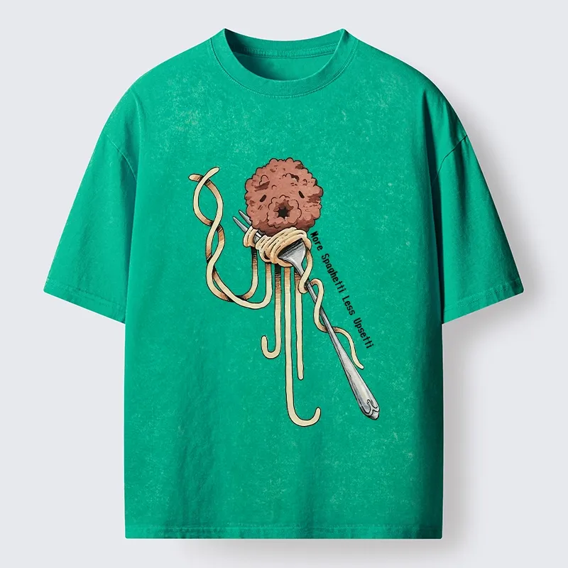 Tokyo-Tiger More Pasta Less Stress Food Lover Art Washed T-Shirt