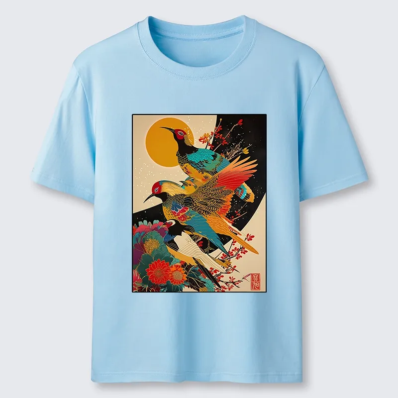 Tokyo-Tiger Sunrise Pheasants Blossom Oriental Art Design Classic T-Shirt