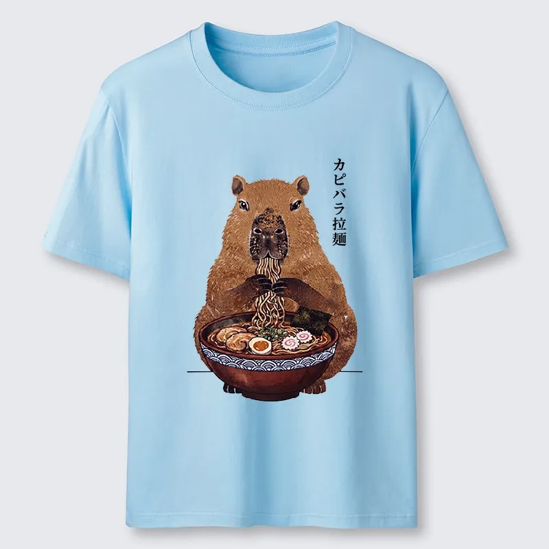 Tokyo-Tiger Japanese Retro Capybara Eating Ramen Classic T-Shirt