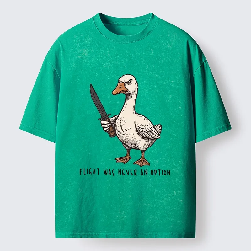 Tokyo-Tiger Tough Goose Holding Knife Funny Meme Washed T-Shirt