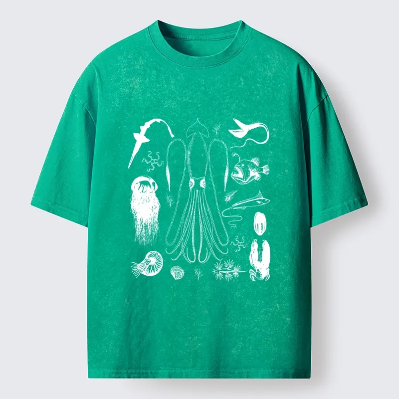 Tokyo-Tiger Vintage Deep Sea Creature Meme Washed T-Shirt