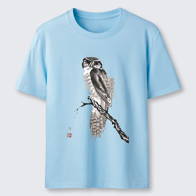 Tokyo-Tiger Minimal Ink Owl Oriental Brush Art Classic T-Shirt
