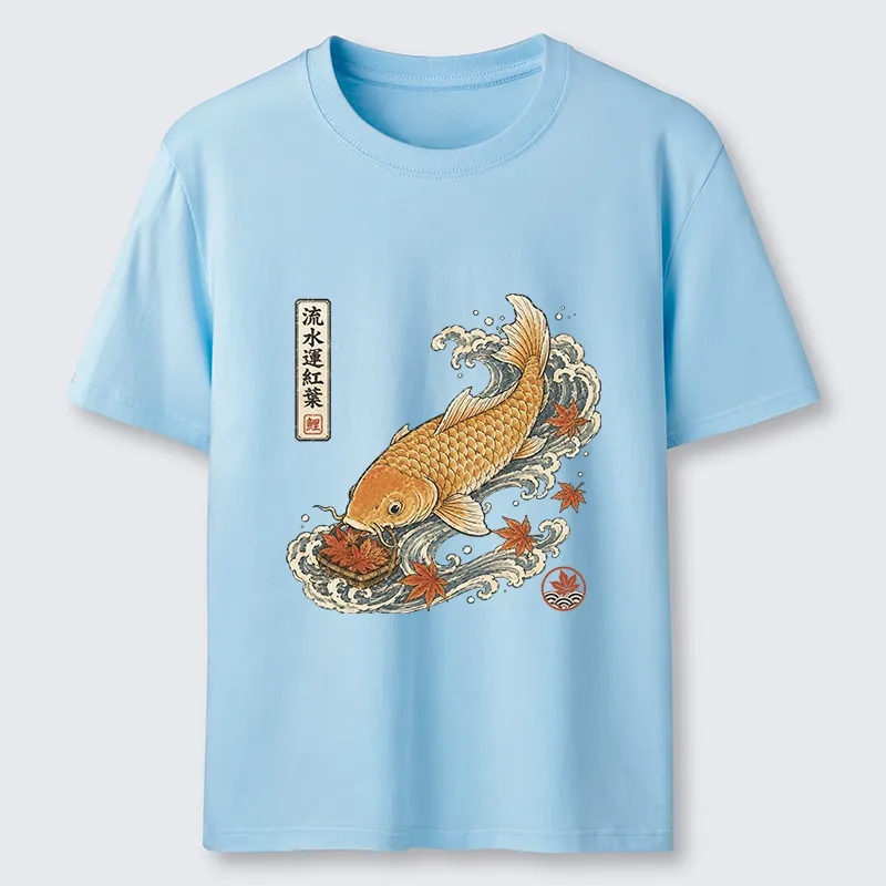 Tokyo-Tiger Golden Koi Carp Maple Leaf Wave Art Classic T-Shirt