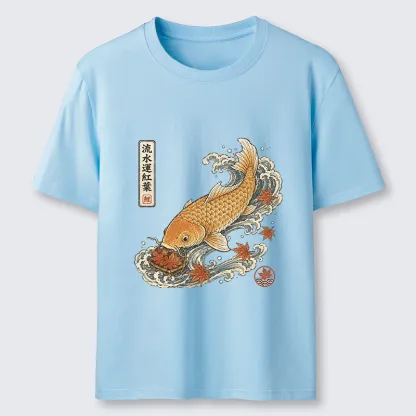 Tokyo-Tiger Golden Koi Carp Maple Leaf Wave Art Classic T-Shirt