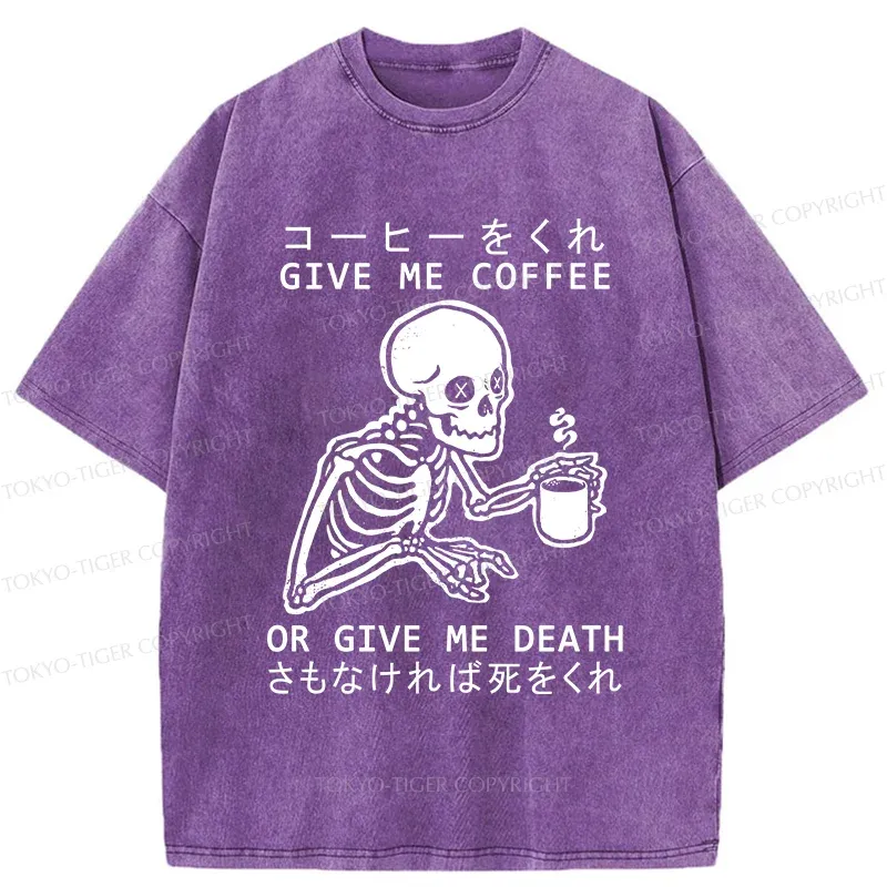 Tokyo-Tiger Give Skull Coffee Washed T-Shirt