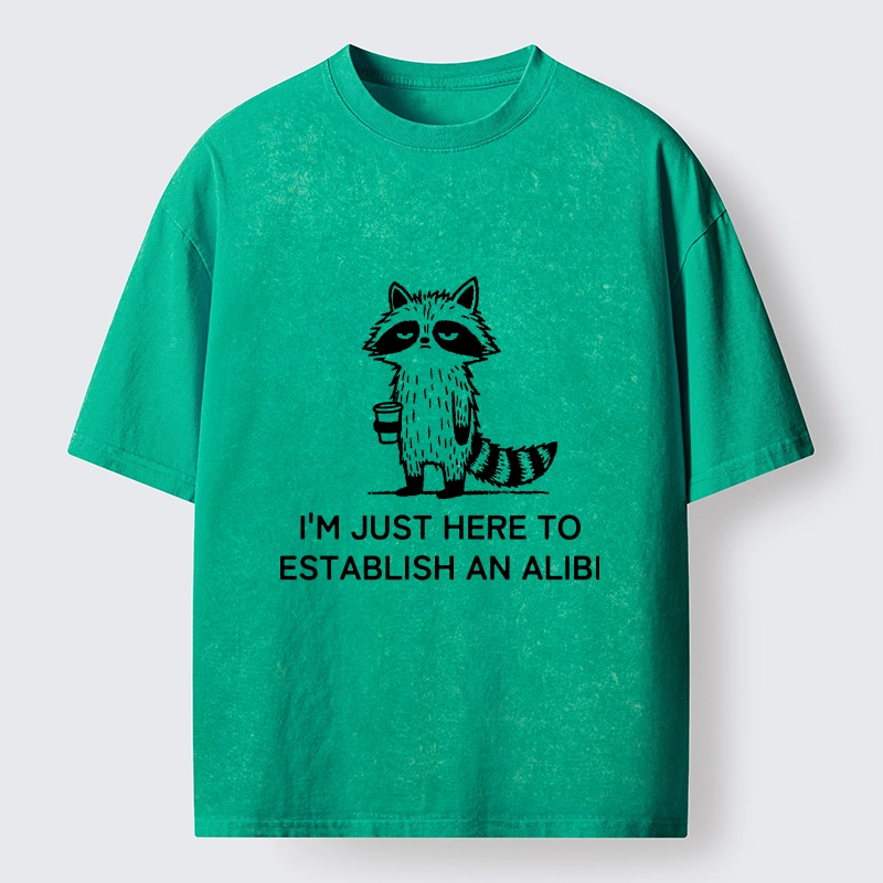 Tokyo-Tiger Minimal Raccoon Coffee Joke Line Art Washed T-Shirt