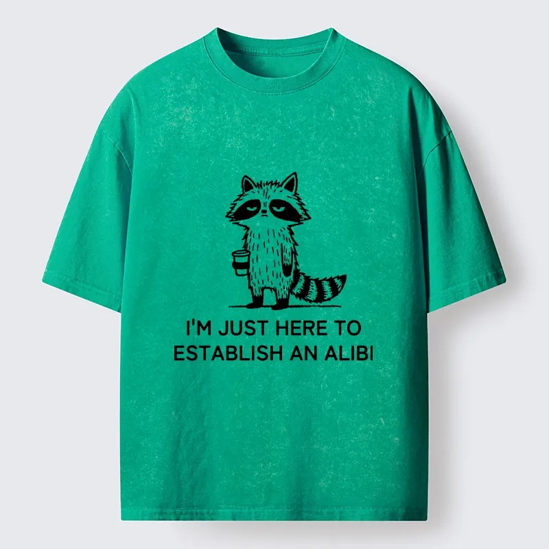 Tokyo-Tiger Minimal Raccoon Coffee Joke Line Art Washed T-Shirt