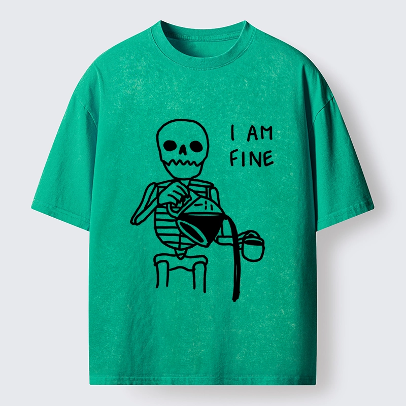 Tokyo-Tiger Skeleton Fake Calm Washed T-Shirt