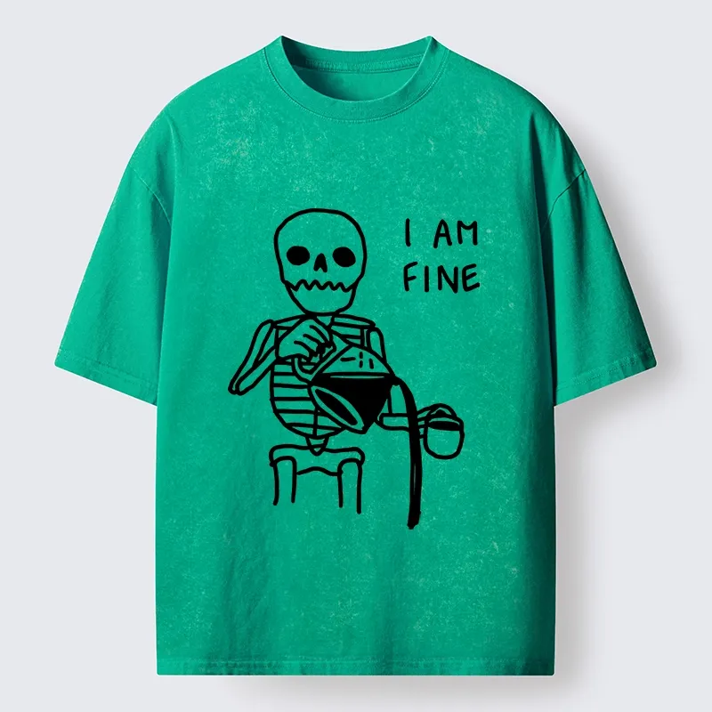 Tokyo-Tiger Skeleton Fake Calm Washed T-Shirt