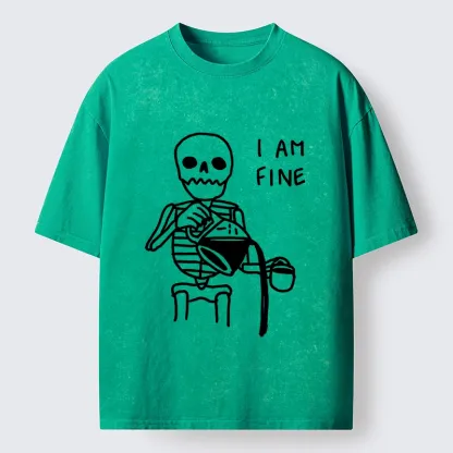 Tokyo-Tiger Skeleton Fake Calm Washed T-Shirt