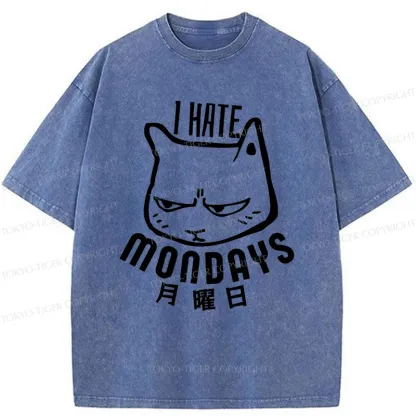 Tokyo-Tiger Cat Hate Monday Washed T-Shirt