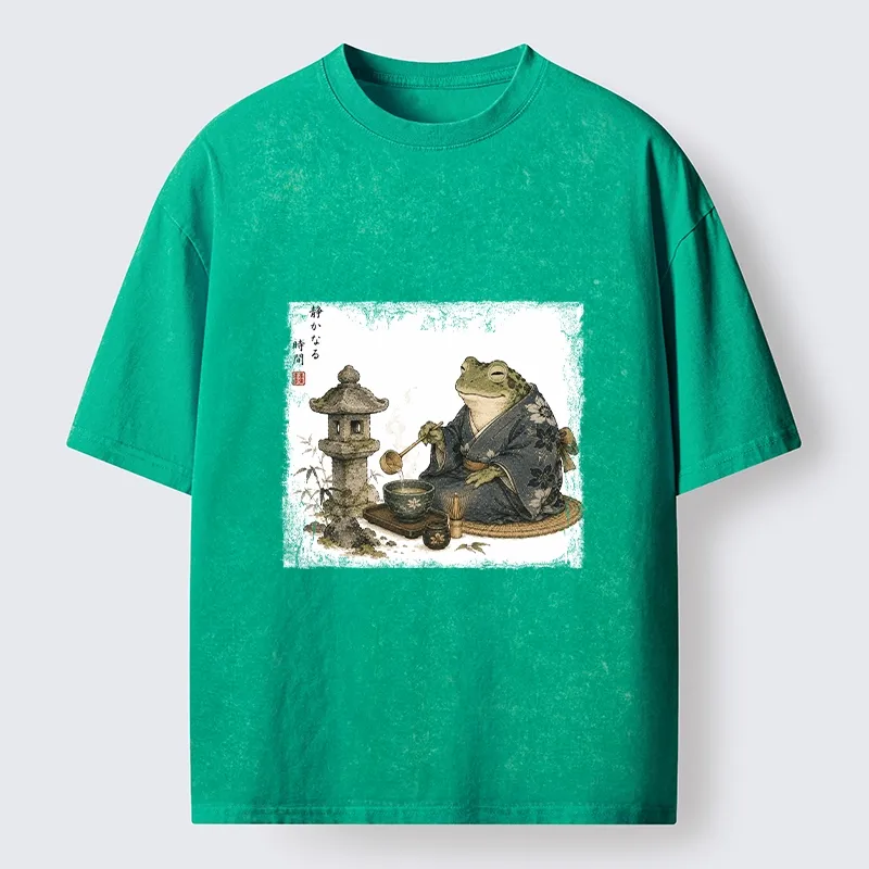 Tokyo-Tiger Calm Kimono Tea Frog Washed T-Shirt