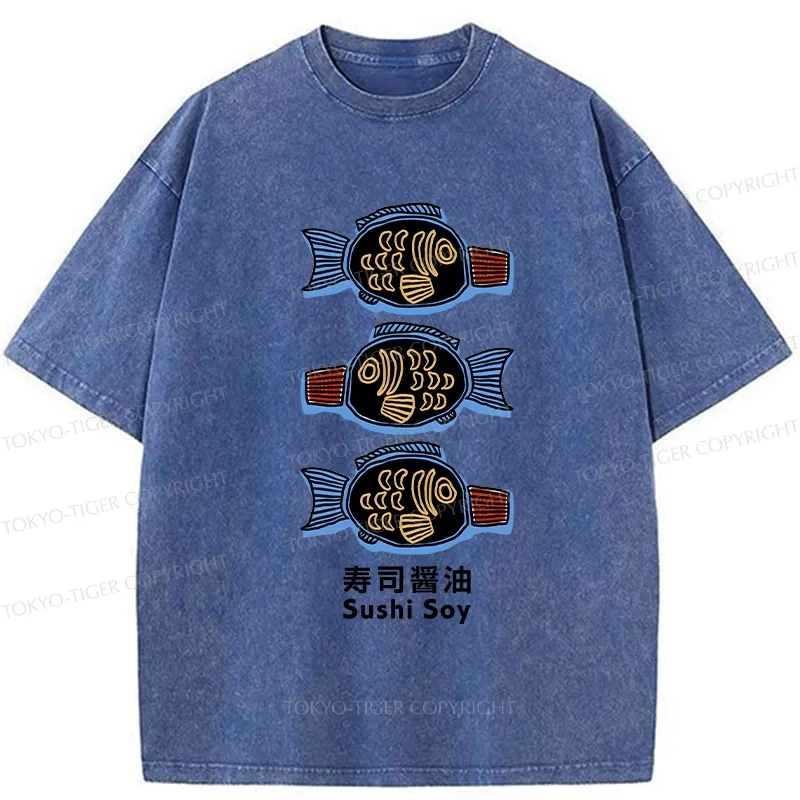 Tokyo-Tiger Sushi Soy Sauce Washed T-Shirt