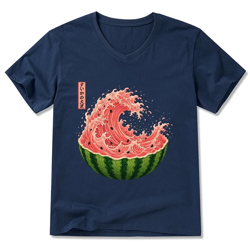 Tokyo-Tiger Watermelon Wave Summer Ukiyo Art V-Neck Classic T-Shirt