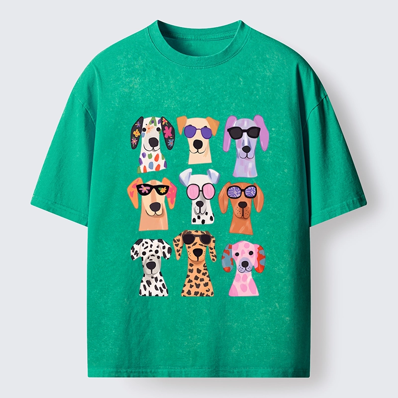 Tokyo-Tiger Colorful Dog Squad Meme Washed T-Shirt