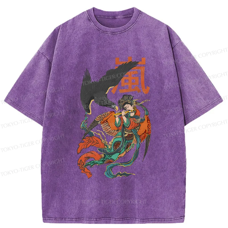 Tokyo-Tiger Japanese mural Washed T-Shirt