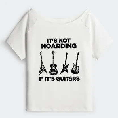 Tokyo-Tiger Music Lover Guitar Hoarding Joke Off Shoulder T-Shirt