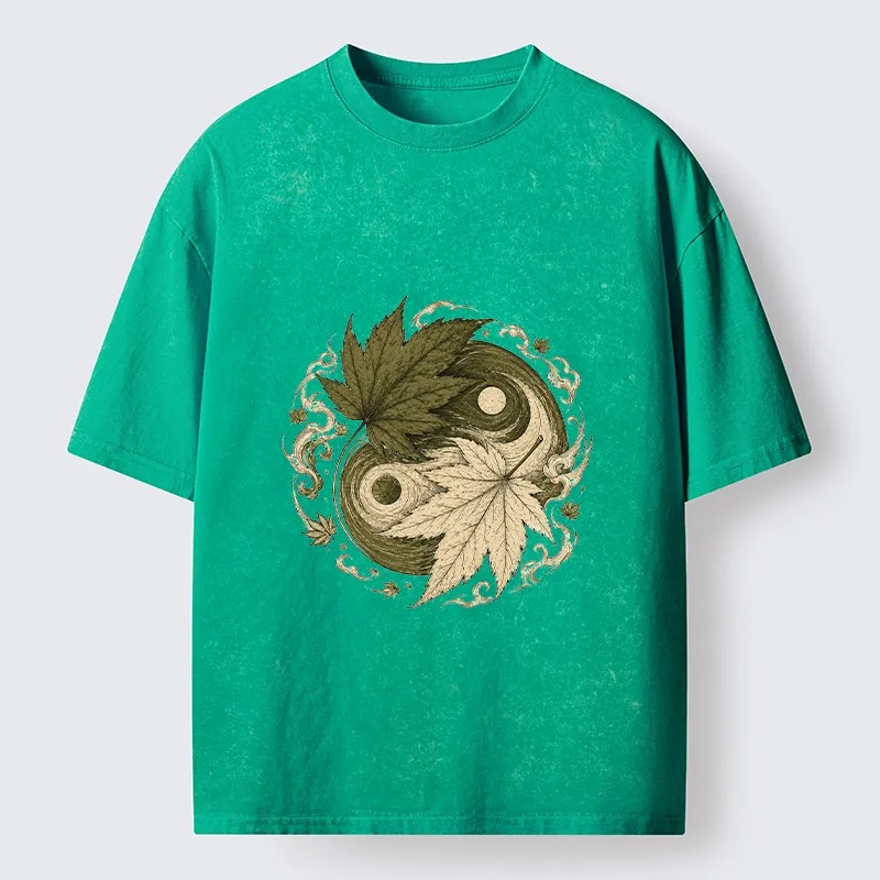Tokyo-Tiger Maple Yin Yang Art Washed T-Shirt