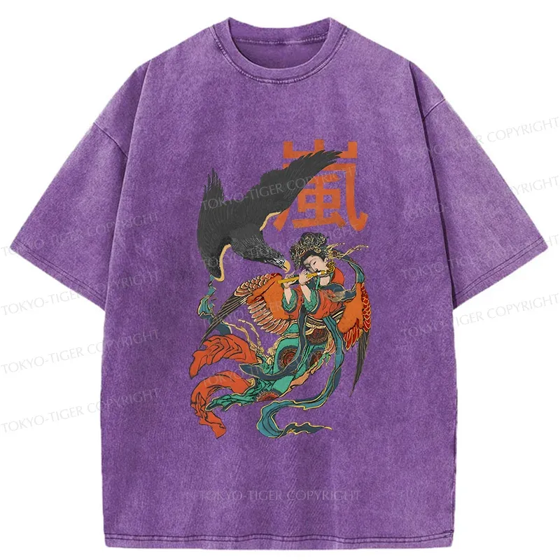 Tokyo-Tiger Japanese mural Washed T-Shirt