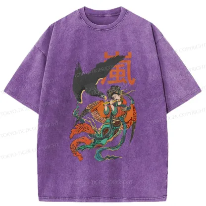 Tokyo-Tiger Japanese mural Washed T-Shirt
