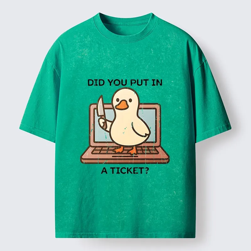 Tokyo-Tiger Ticket Duck Funny Meme Washed T-Shirt