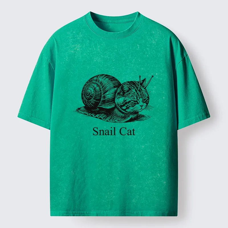 Tokyo-Tiger Weird Snail Cat Meme Washed T-Shirt