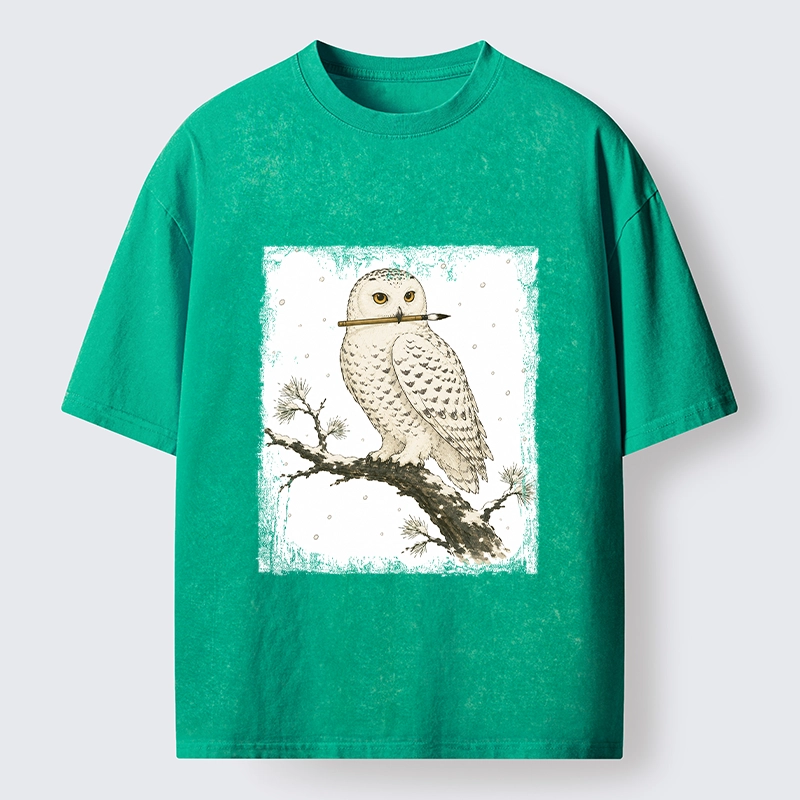 Tokyo-Tiger Snow Owl Painter Washed T-Shirt