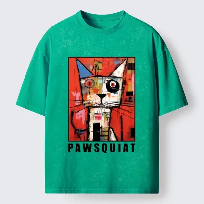 Tokyo-Tiger Abstract Picasso Cat Art Washed T-Shirt