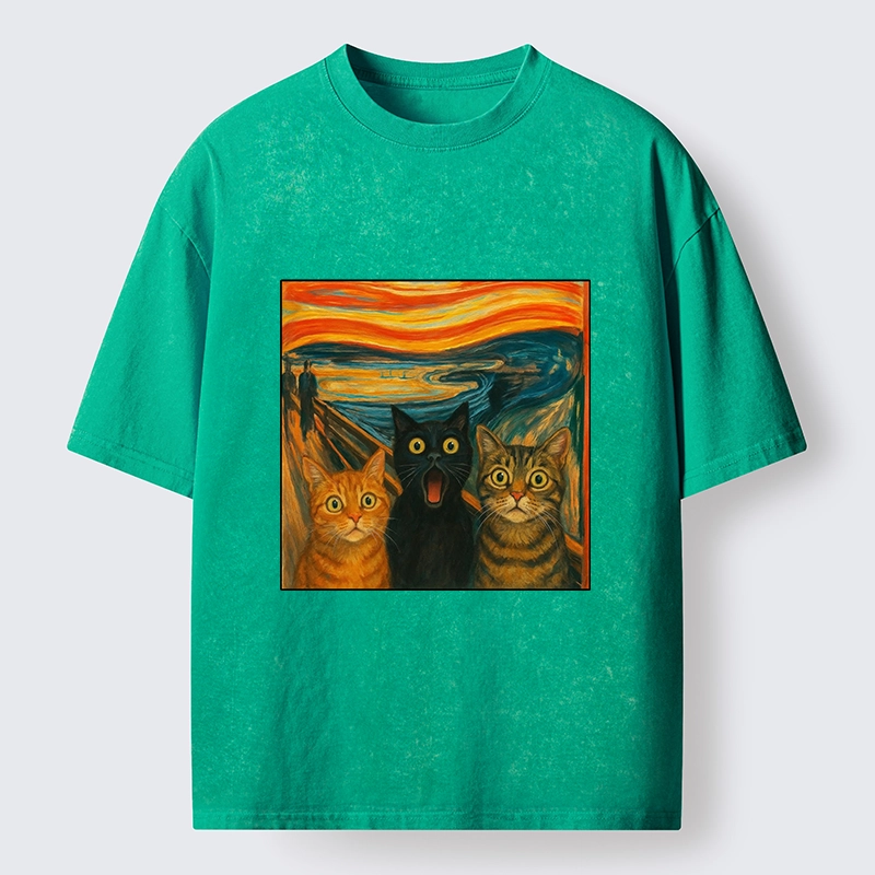 Tokyo-Tiger Funny Meme Scream Cats Washed T-Shirt