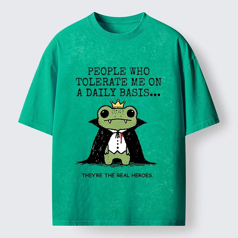 Tokyo-Tiger Funny Meme Vampire Frog Washed T-Shirt
