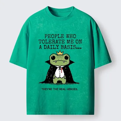 Tokyo-Tiger Funny Meme Vampire Frog Washed T-Shirt