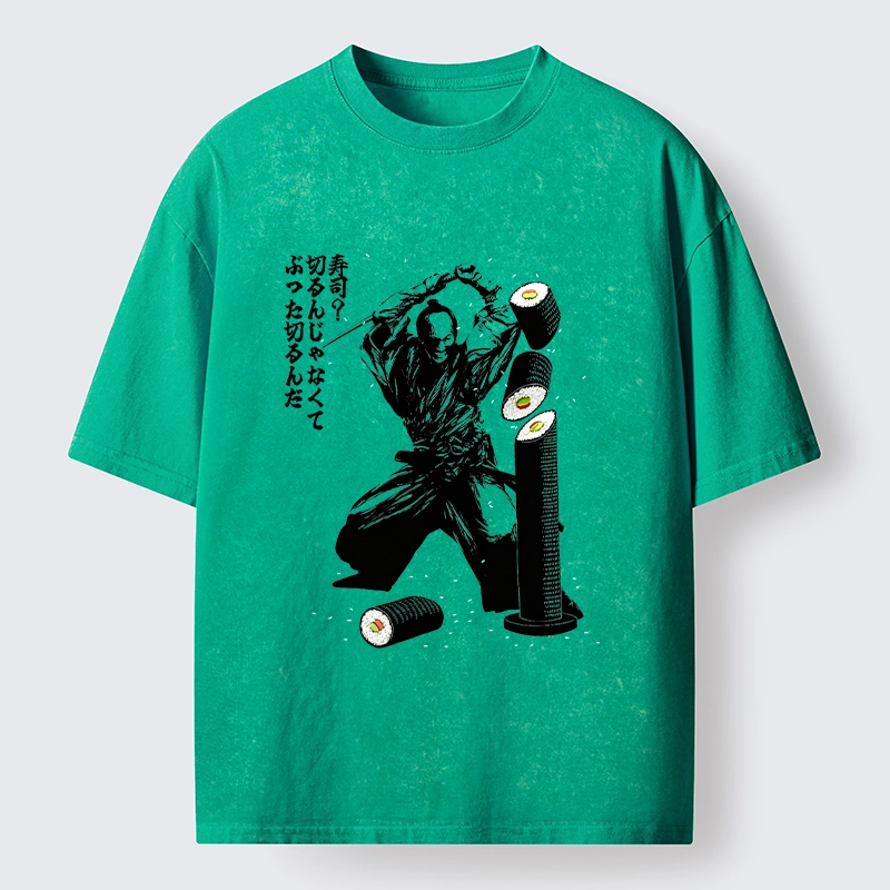 Tokyo-Tiger Samurai Sushi Slice Washed T-Shirt